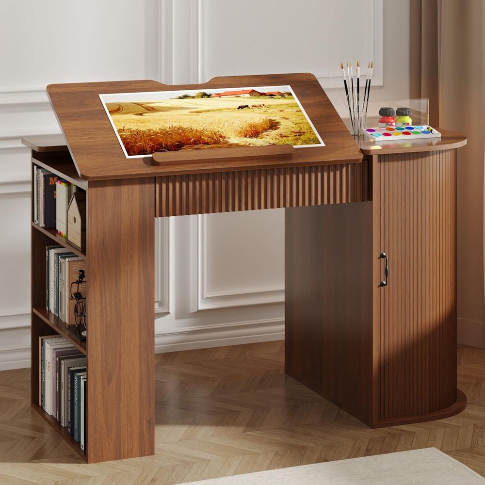 Art Craft And - Storage Cabinet Desk with Drawers, Open