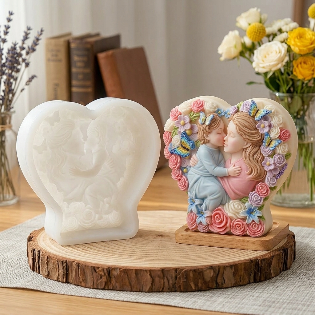 Art Craft Mother'S Day - 3D Mother Childs Silicone Mold Heart
