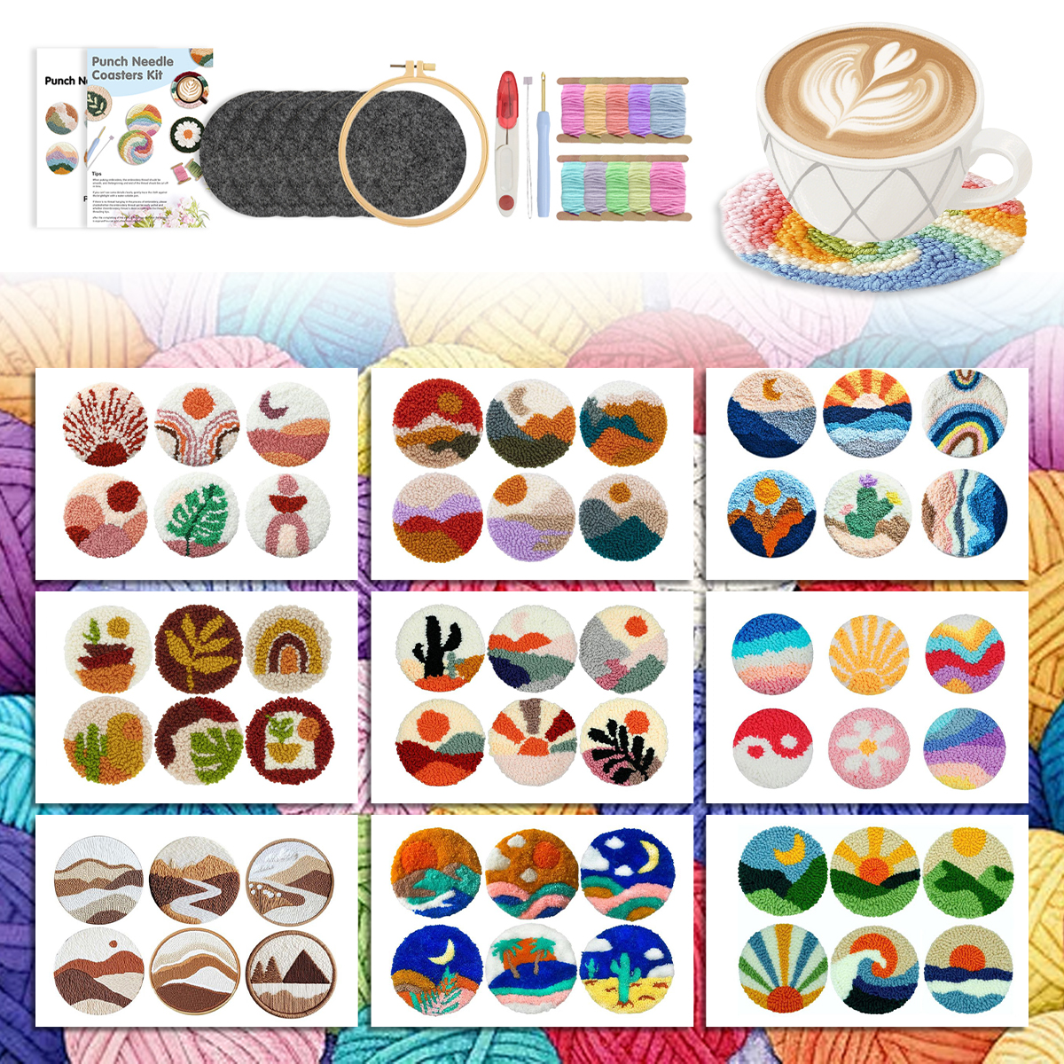Art Craft Simple - GATYZTORY Punch Needle Coaster Kit Simple