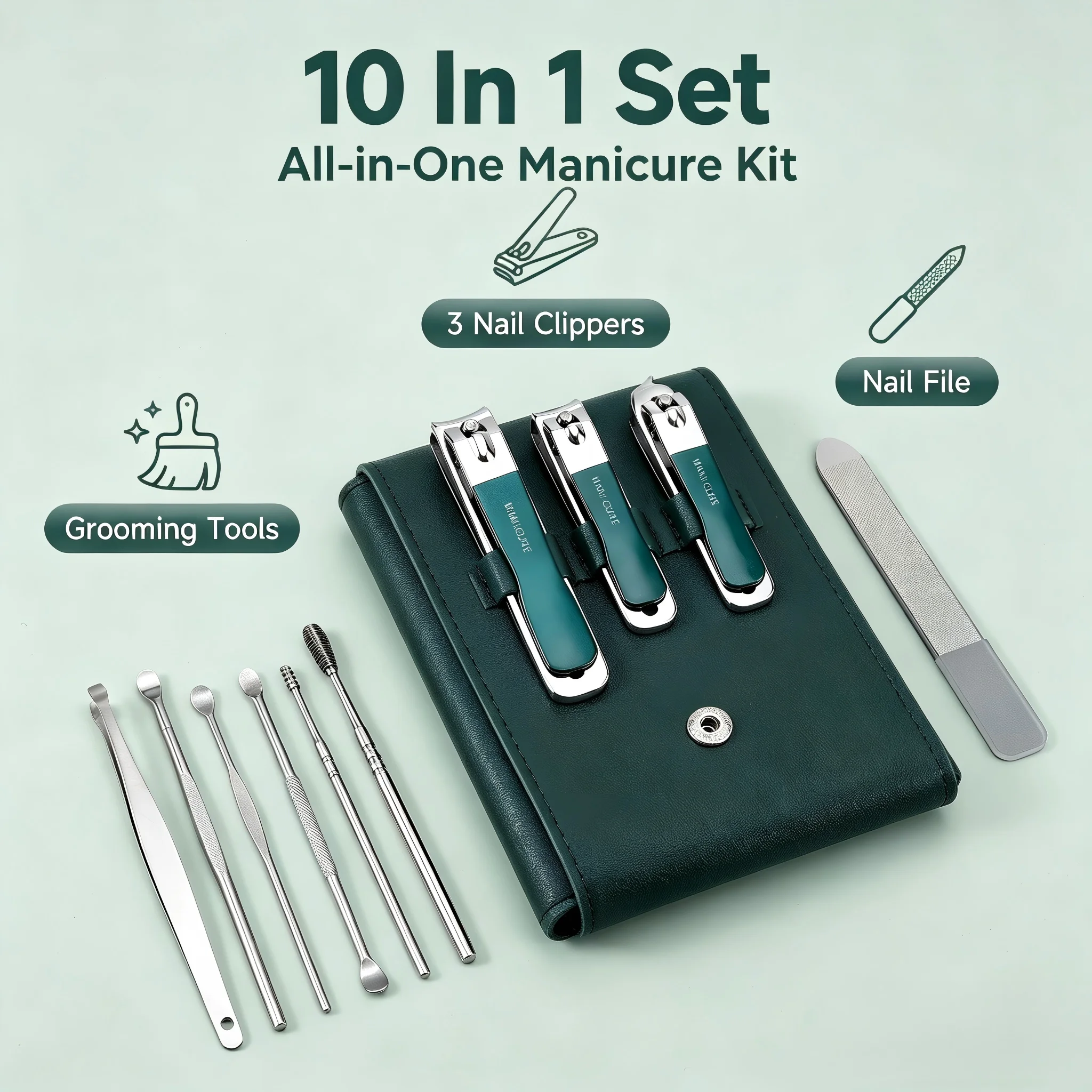 Leather Tooling Kit - 10Pcs Manicure Pedicure Set Nail Clipper