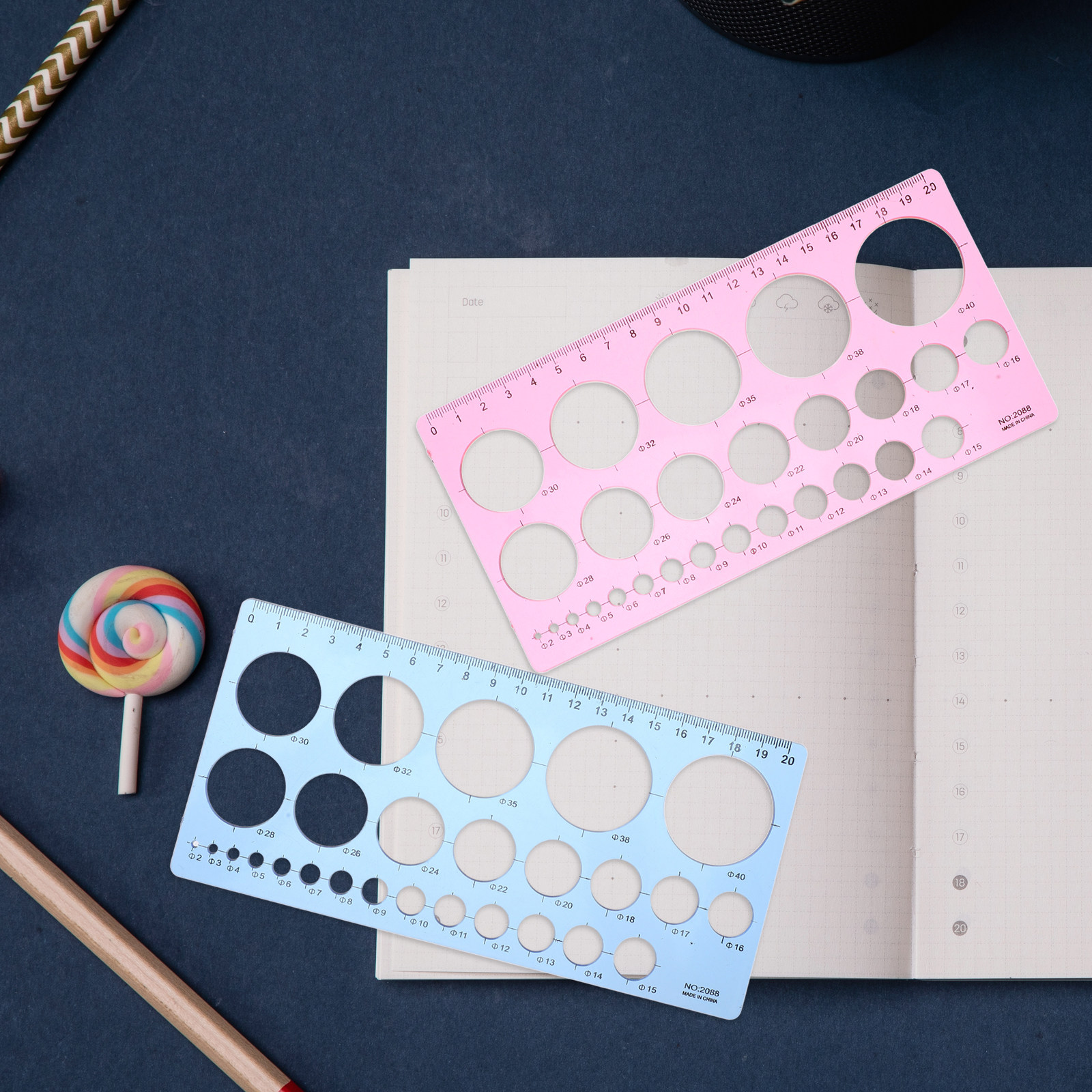 Art Craft Template - 2Pcs Circle Template Ruler Geometric Drawing