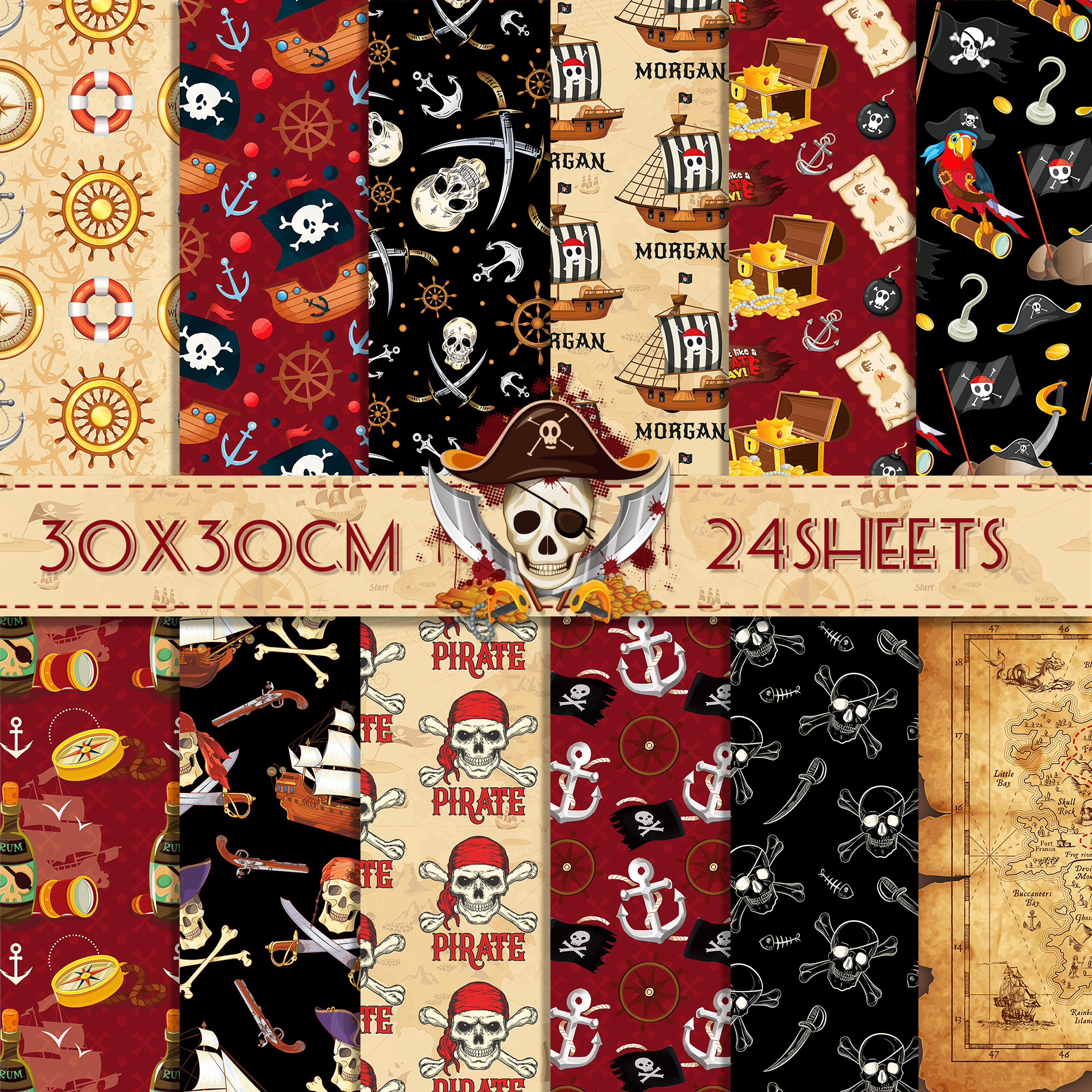 Art Craft In Paper - 24pcs European Pirate Theme DIY Scrapbook
