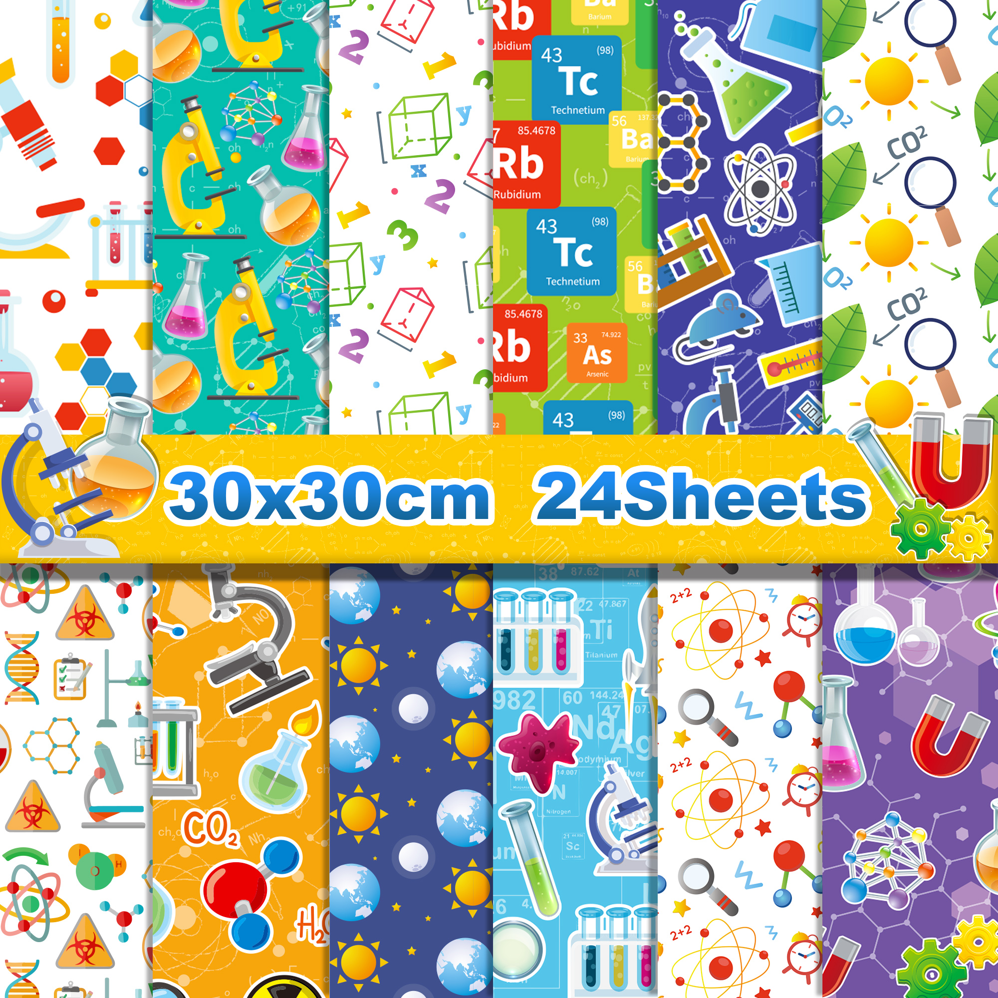 Art Craft In Paper - 24pcs Science Scientist Scrapbook Craft Paper