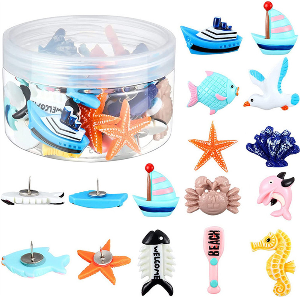 Art Craft Display - 36Pcs Ocean Inspired Pushpins Decorative Thumbtacks