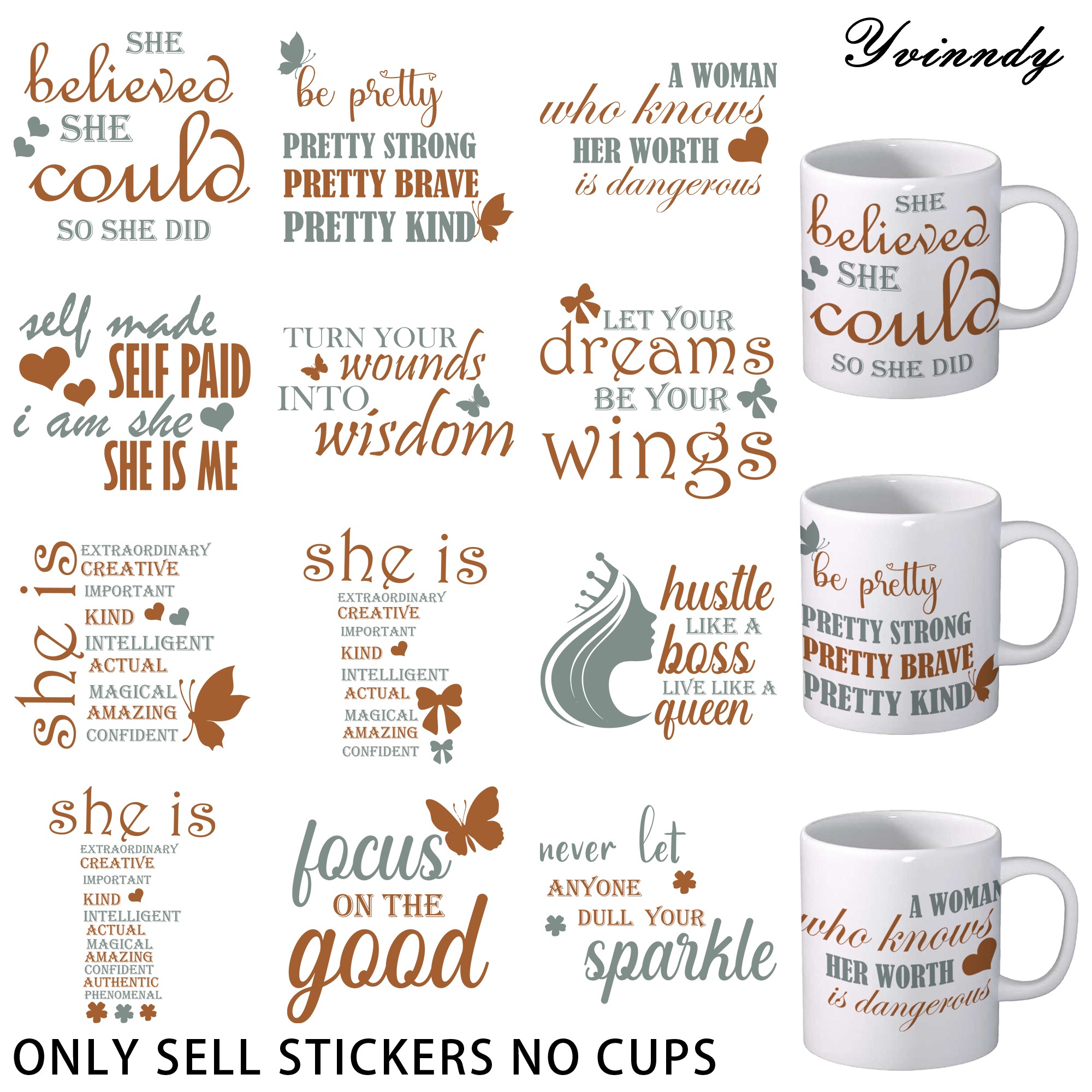 Art Craft Quotes - 12 Pieces Of Woman Affirmative Quotes