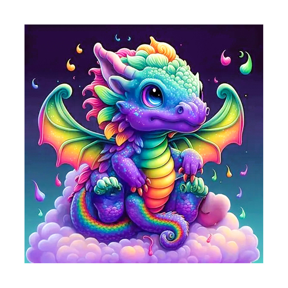 Art Craft Kits For Kids - Cute Rainbow Baby Dragon Diamond Painting