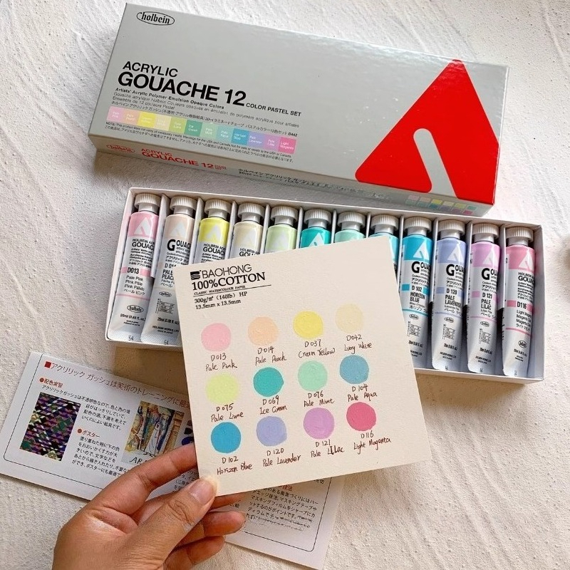 Holbein12 Color Opaque Acrylic – обзор и цена Gouache Paint Set