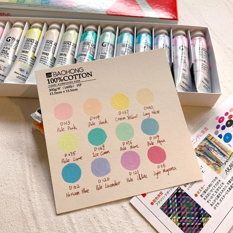 Holbein12 Color Opaque Acrylic – обзор и цена Gouache Paint Set