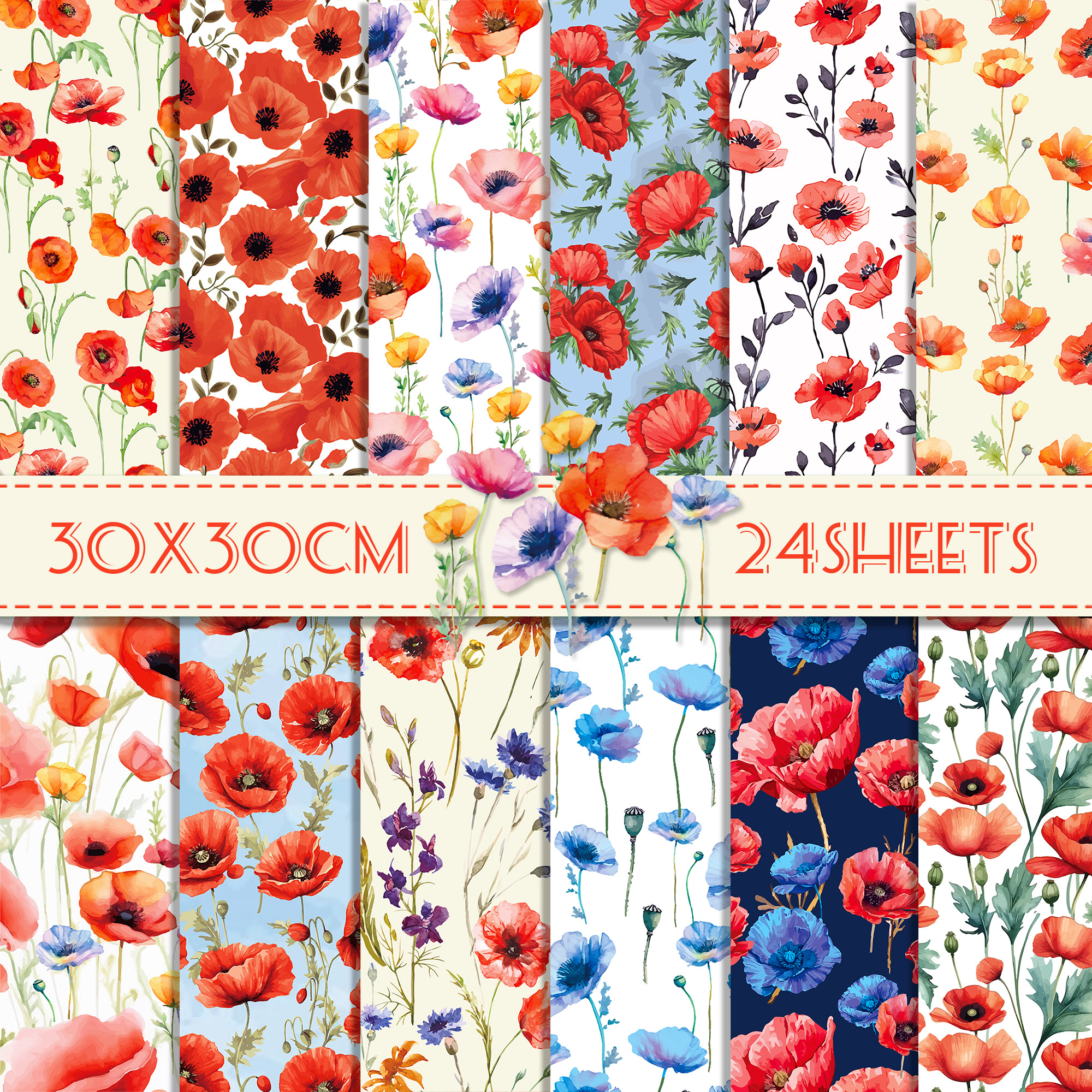 24pcs 30*30cm Poppy Red Flower – обзор и цена Art Craft In Paper