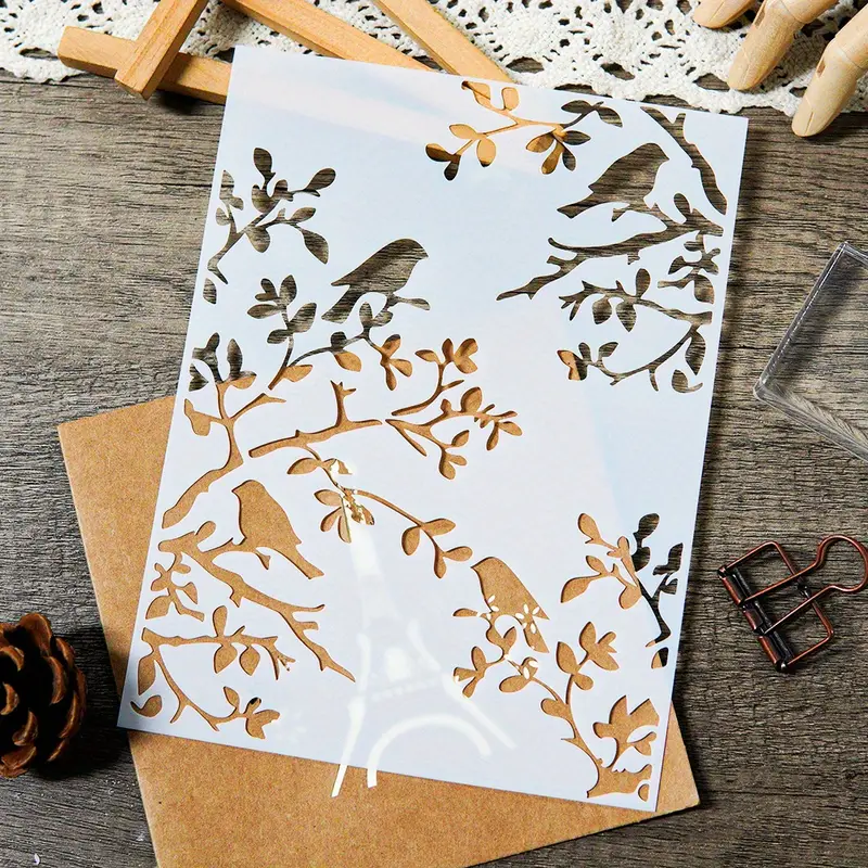 1pcs DIY Bird Branch Stencil f – обзор и цена Art Craft Template