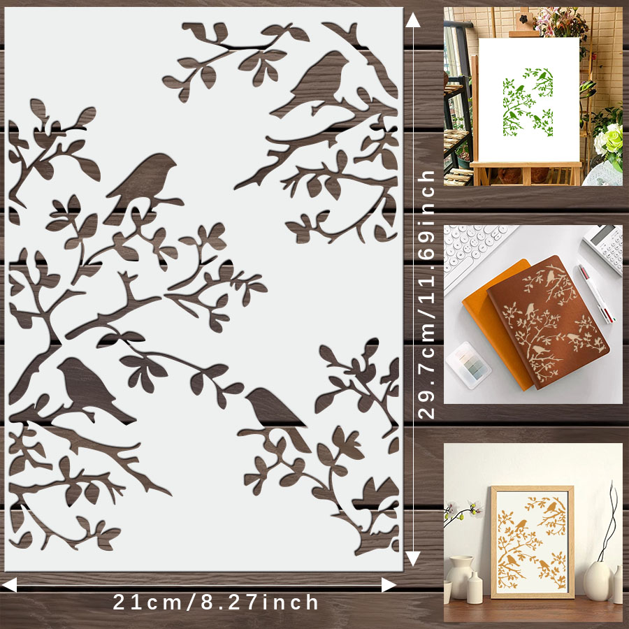 1pcs DIY Bird Branch Stencil f – обзор и цена Art Craft Template