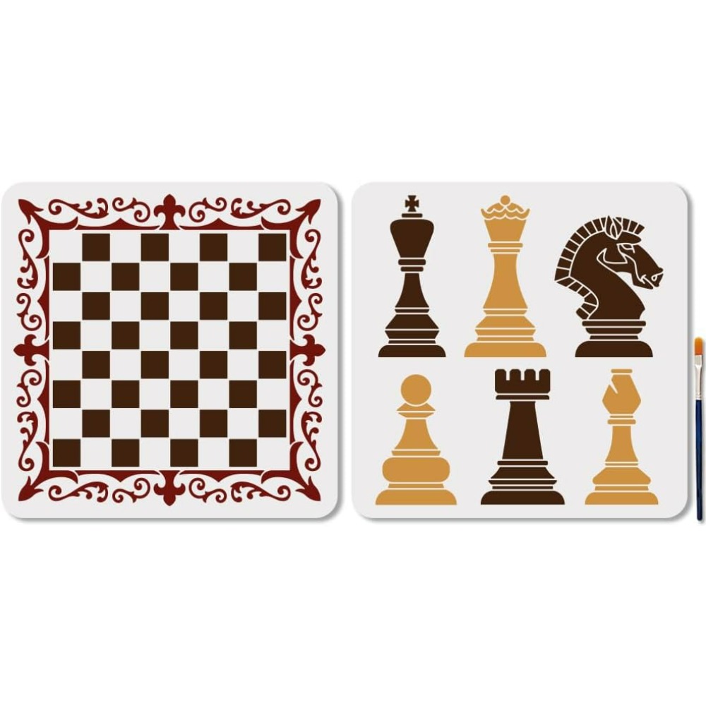 2Pcs Chess Pieces Stencil Lace – обзор и цена Art Craft Template