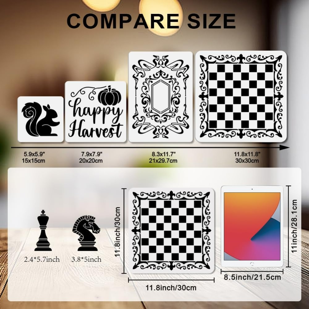 2Pcs Chess Pieces Stencil Lace – обзор и цена Art Craft Template