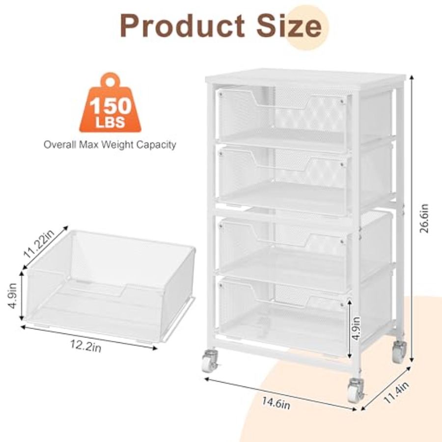 4-Drawer Rolling Storage Cart  – обзор и цена Art Craft And
