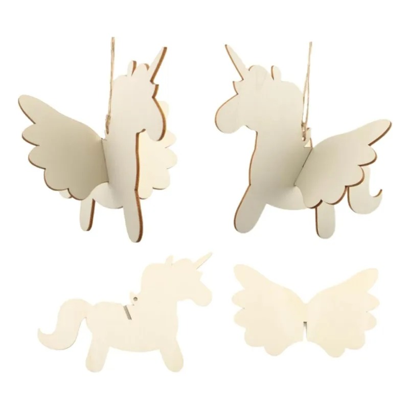 5pcs/lot Blank Wooden Hanging  – обзор и цена Art Craft Unicorn