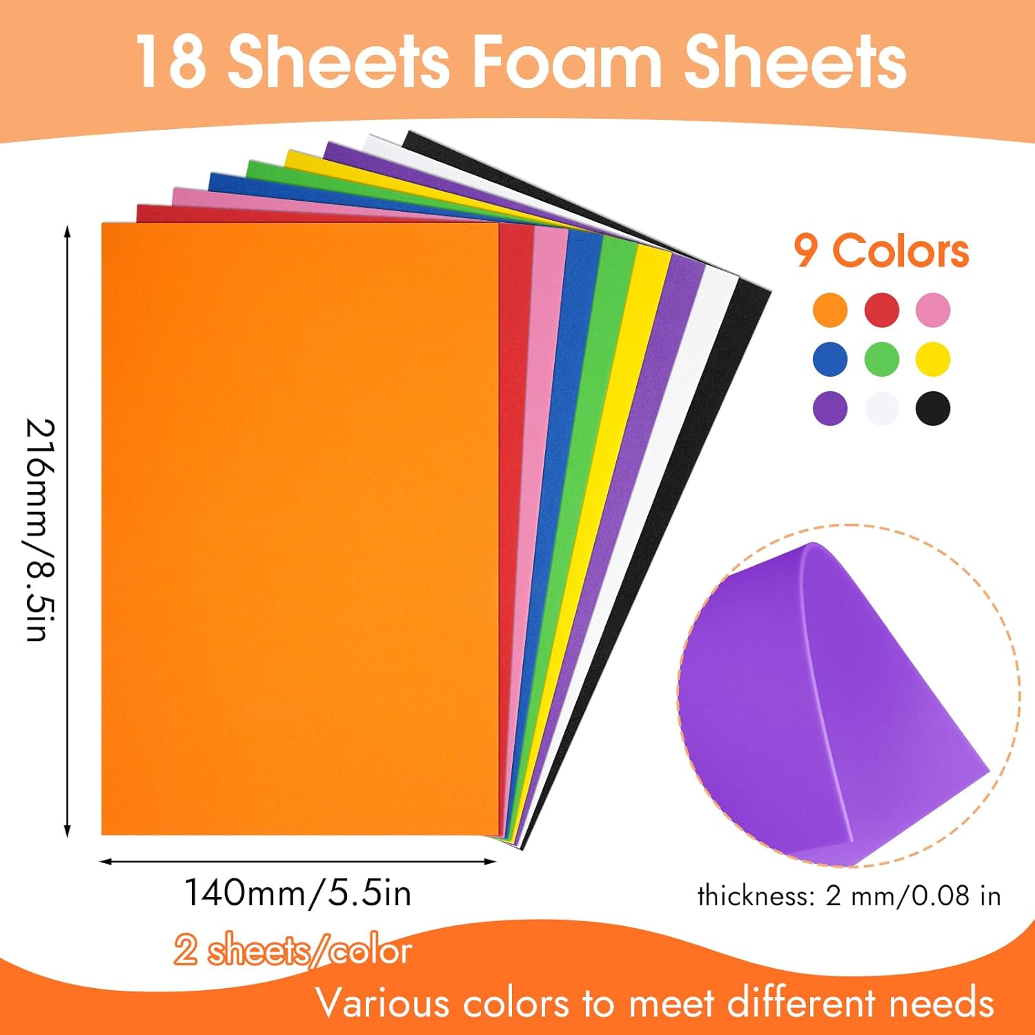 18 Sheets Foam Sheets, 9 Color – обзор и цена Art Craft In Paper