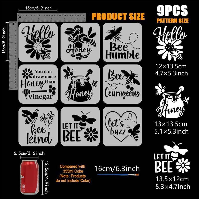 9Pcs Quotes Bee Honey Stencils – обзор и цена Art Craft Quotes